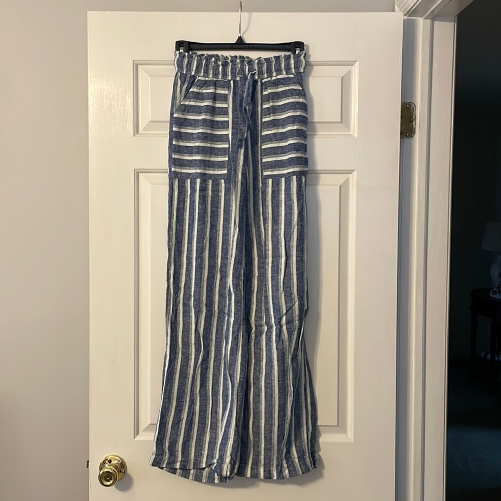 SO blue and white striped beach pants